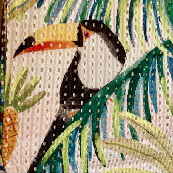 NEW FARM Rio Toucan Paradise Eyelet Pants Tropical Toucan Bird Yellow Size L - Picture 7 of 16